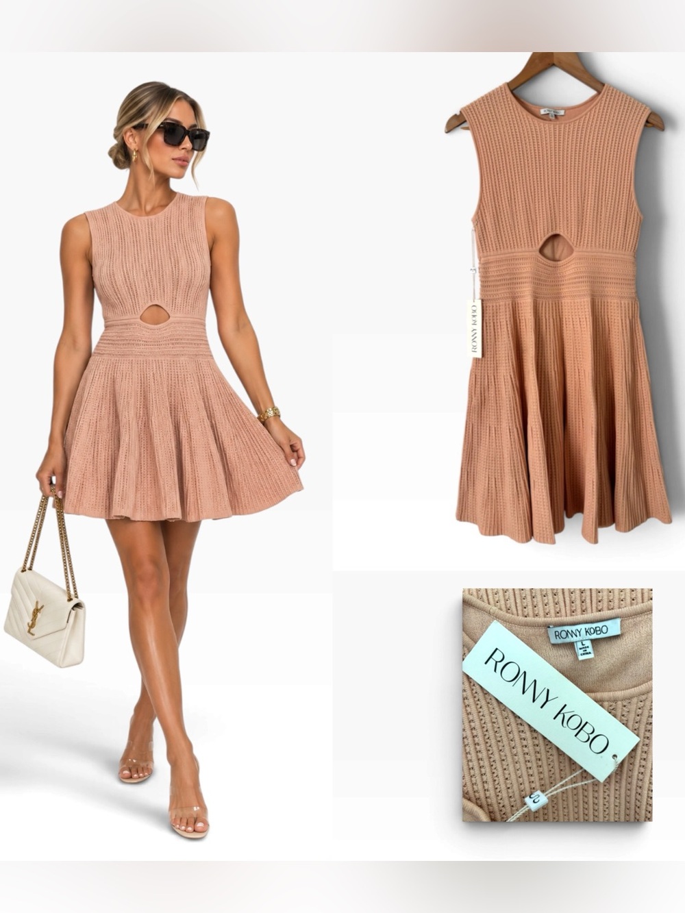 Ronny Kobo Valerie Knit Cutout Dress - Size L